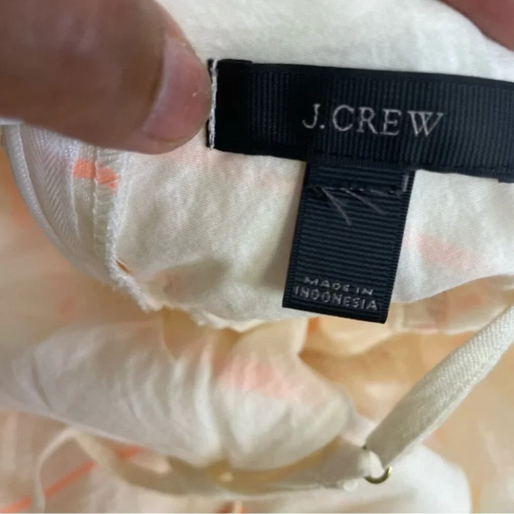 J.CREW Linen Cotton Blend Peach Cream Stripes Midi Dress No Size Tag - Picture 10 of 15